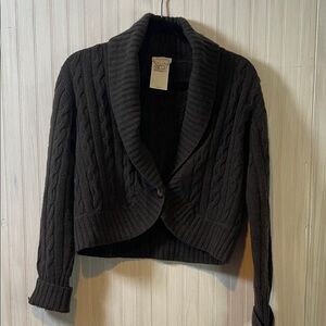 MAX MARA CABLEKNIT CROPPED CARDIGAN VINTAGE CHOCOLATE BROWN SMALL